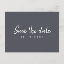 Minimalskript für Holzkohle Save the Date Ankündigungspostkarte