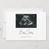 Minimalskript "Was wohl?" Babyschwangerschaft Ankündigung (Rückseite)
