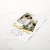 Minimalskript zwei Foto Save the Date Folieneinladung (Gedreht)