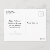 Minimalskripte frohe Weihnachten Postkarte (Rückseite)