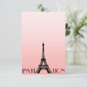Minimaslim Paris Eiffel Tower Glam Chic Pink Einladung (Stehend Vorderseite)