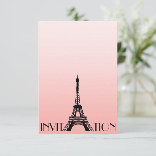 Minimaslim Paris Eiffel Tower Glam Chic Pink Einladung (Stehend Vorderseite)