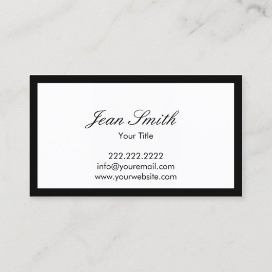 Minimaslit Black Frame Bold Fotograf Visitenkarte (Rückseite)