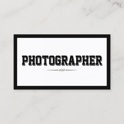 Minimaslit Black Frame Bold Fotograf Visitenkarte (Vorderseite)