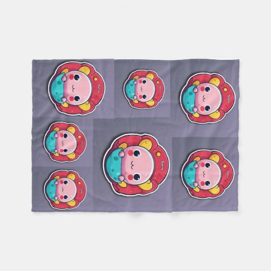Minimatist-Cartoon Fleecedecke (Vorderseite (Horizontal))