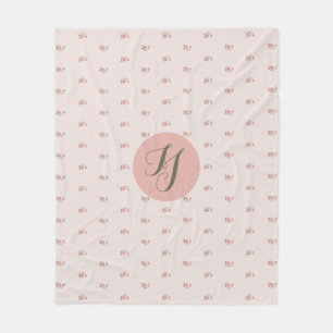 Minimierte Rose und Monogramm Fleecedecke