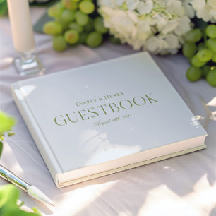 Minimlaist Elegante Light Blue & Sage Green Weddin Gästebuch