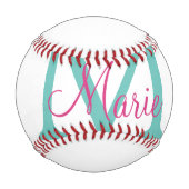 Minimum add name monogram green pink blue baseball (Rückseite)