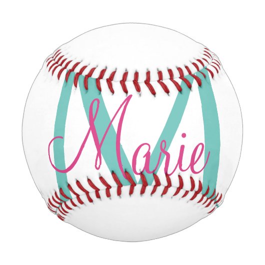 Minimum add name monogram green pink blue baseball (Vorderseite)