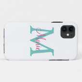 Minimum add name monogram green pink blue Case-Mate iPhone hülle (Rückseite (Horizontal))