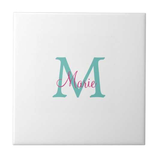 Minimum add name monogram green pink blue fliese (Vorderseite)