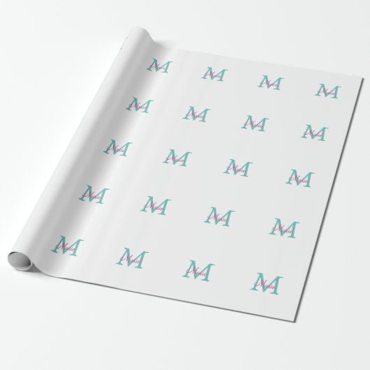 Minimum add name monogram green pink blue geschenkpapier (Ungerollt)