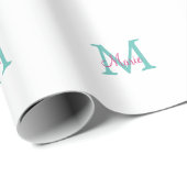 Minimum add name monogram green pink blue geschenkpapier (Rolleneckpunkt)