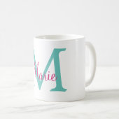 Minimum add name monogram green pink blue kaffeetasse (VorderseiteRechts)