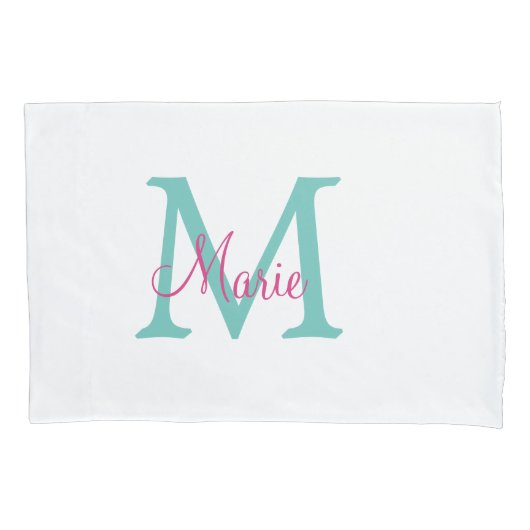 Minimum add name monogram green pink blue kissenbezug (Vorderseite)