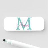 Minimum add name monogram green pink blue namensschild (Beispiel)