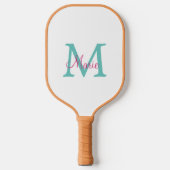 Minimum add name monogram green pink blue pickleball schläger (Vorderseite)