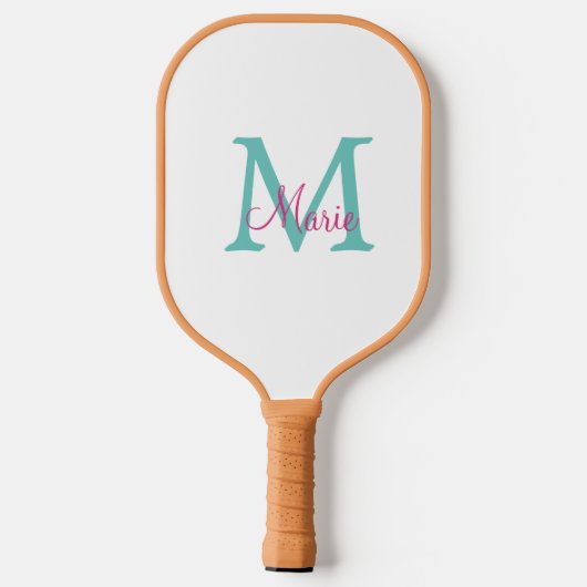 Minimum add name monogram green pink blue pickleball schläger (Rückseite)