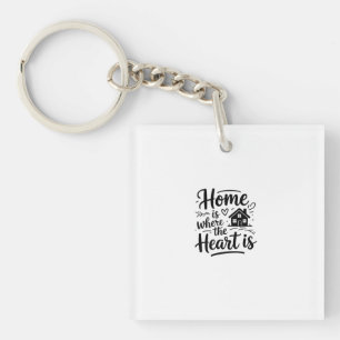 Minimum Black Ink Quote "Home is Where the Hear Schlüsselanhänger