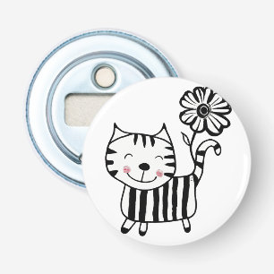 Minimum Cute Cat with Flower on Tail Decorative Flaschenöffner