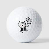 Minimum Cute Cat with Flower on Tail Decorative Golfball (Vorderseite)