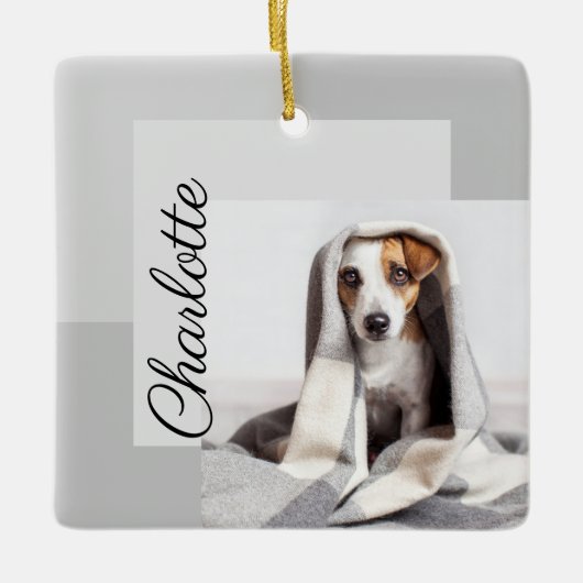 Minimum Geometric Dog Foto Ornament (Vorderseite)