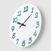 Minimum Numbers Gray White Grey Teal Metallic Große Wanduhr (Winkel)