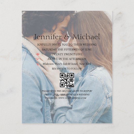 Minimum qr Code uAwg 3 Fotos Hochzeitseinladung (Rückseite)