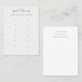 Minimum Script Black Grey White 7 Earring Display Visitenkarte (Vorne/Hinten)