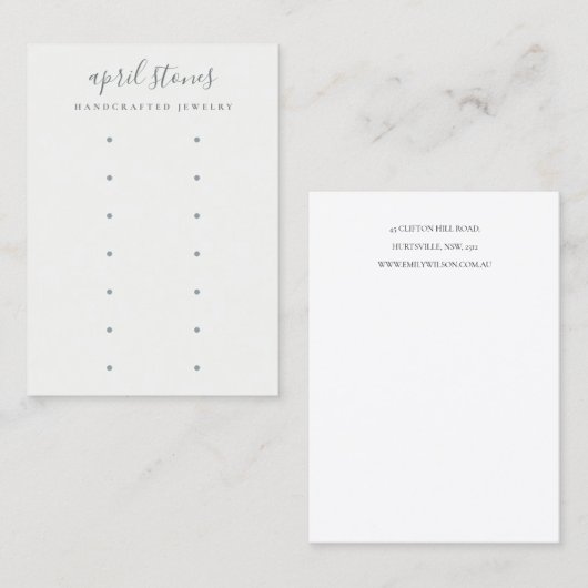 Minimum Script Black Grey White 7 Earring Display Visitenkarte (Vorne/Hinten)