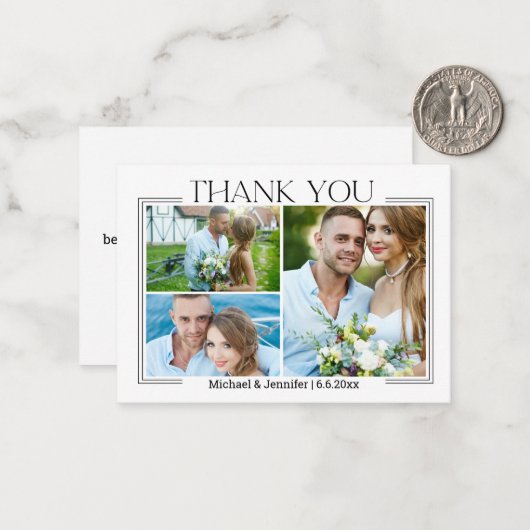 Minimum Skript Hochzeit 3 Fotos Collage Vielen Dan Mitteilungskarte (Vorderseite/Rückseite Beispiel)