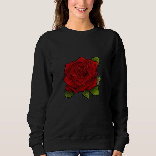 Mininimalismus-Rote Rose Sweatshirt (Vorderseite)