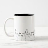 Mininmalist Schwarzweiss-Blumenmuster Zweifarbige Tasse (Links)