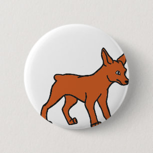 Minipinscher Cartoon rot Button