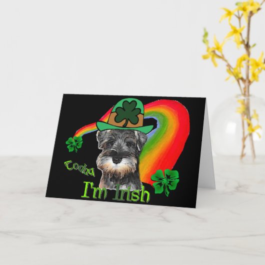 MiniSchnauzer St. Patricks Tages Karte (Gelbe Blume)