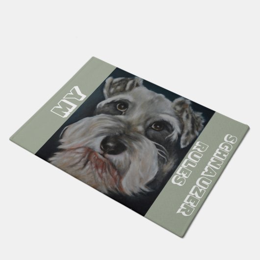 Minischnauzer-Tür-Matte Fußmatte (Schrägansicht)