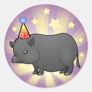Minischwein zum Geburtstag Runder Aufkleber