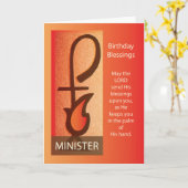 Minister Birthday, Shepherd Staff & Flame Religiou Karte (Gelbe Blume)