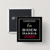 MINISTER FÜR BIDEN HARRIS Black Red White Square Button (Vorne & Hinten)
