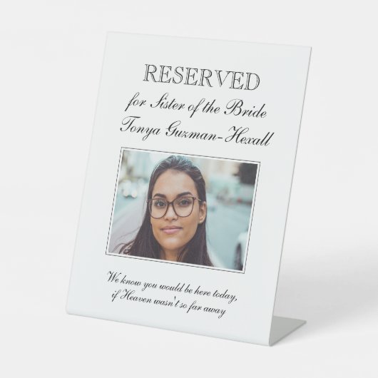 Ministerin des Foto-Gedenkstätten für Hochzeit Pe Sockelschild (Vorderseite)