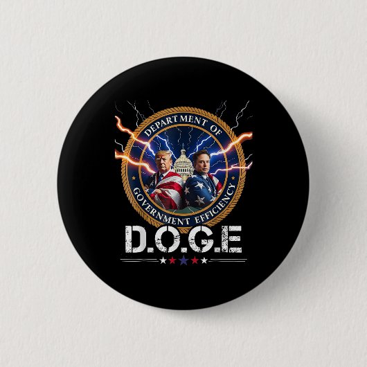 Ministerium für Effizienz Doge Trump Button (Vorderseite)
