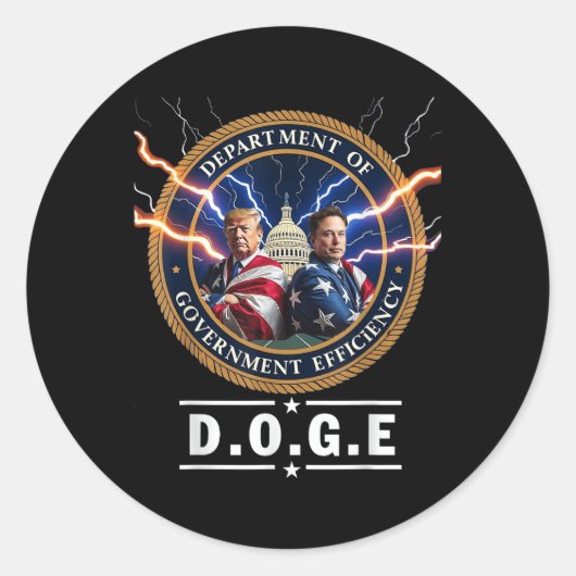 Ministerium für Effizienz Doge Trump Runder Aufkleber (Vorderseite)