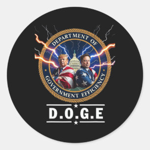 Ministerium für Regierungseffizienz Doge Trump 47  Runder Aufkleber