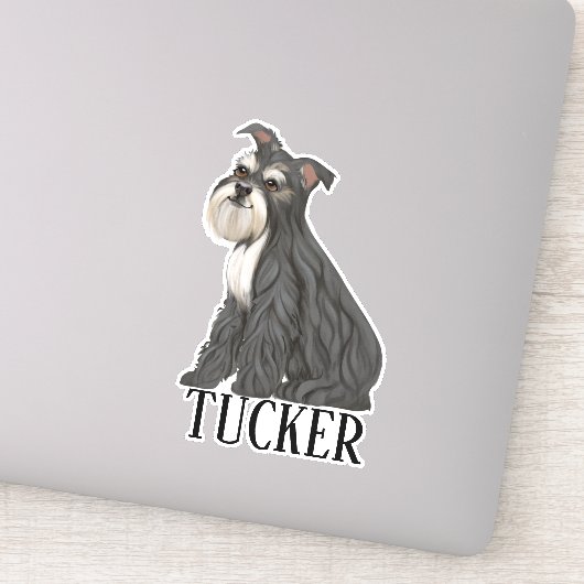 Miniture Schnauzer Personalisierter Name Aufkleber (Detail)