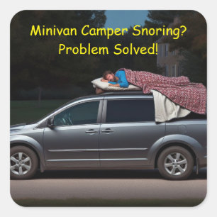 Minivan Camper Schnarchen? Problem gelöst Quadratischer Aufkleber