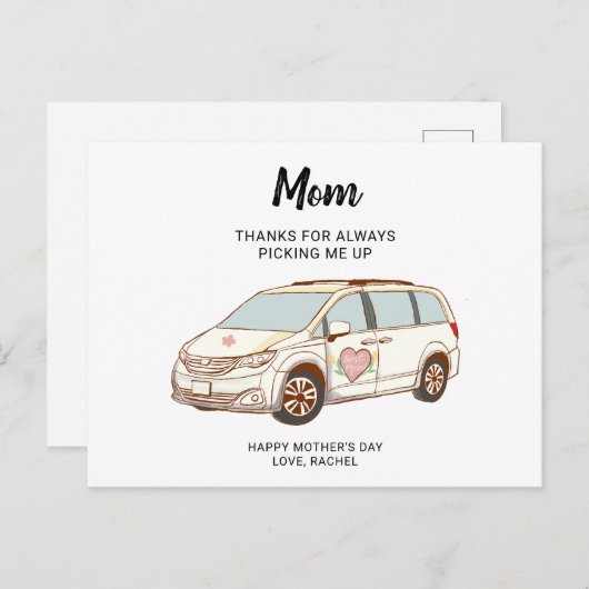 Minivan Mama Muttertag Niedlich Beste Mama Postkarte (Vorne/Hinten)