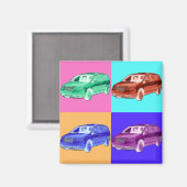 Minivan Pop Art Magnet (Vorderseite/Rückseite)