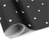 Minivanille-Tupfen-Muster auf schwarzer Hochzeit Geschenkpapier (Rolleneckpunkt)