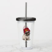 Miniwelpen-Hipster-Mops Acryltrinkbecher (Vorderseite)