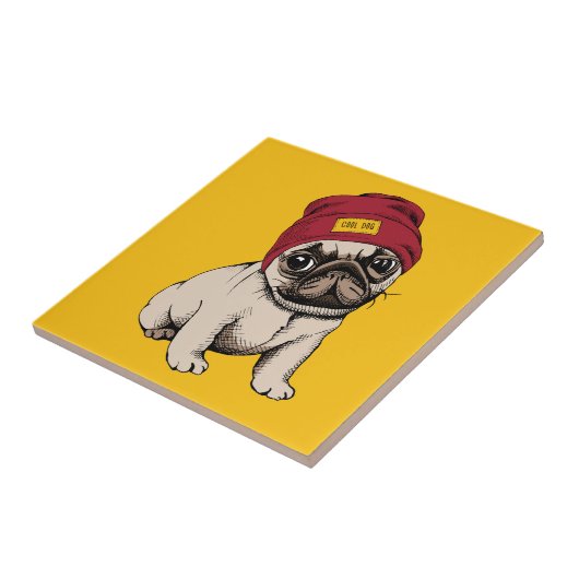 Miniwelpen-Hipster-Mops Fliese (Seite)